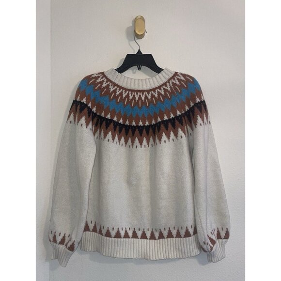 Panache Fair Isle Sweater Crew Neck Aztec Print Womens XL XLarge Cream - Picture 4 of 4